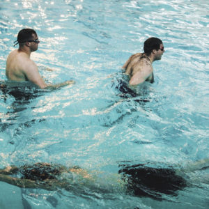 adults swimming